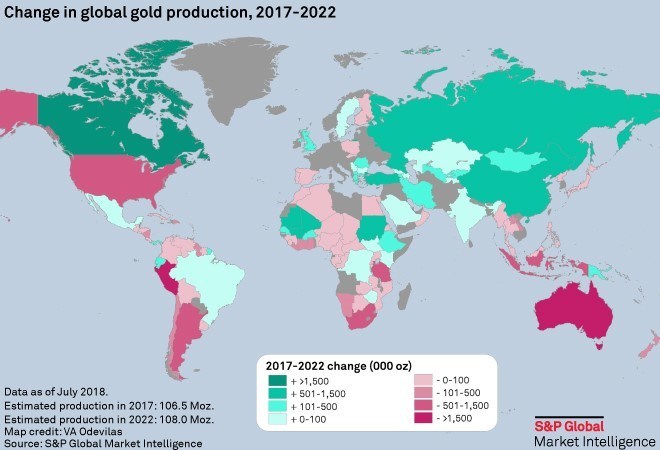 gold mines in world map