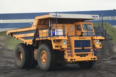 BELAZ autonomous mining trucks operating in 5G cloud network test zone