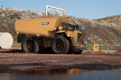 Innovative new Cat® 785D Water Truck efficiently manages haul road dust by using less water